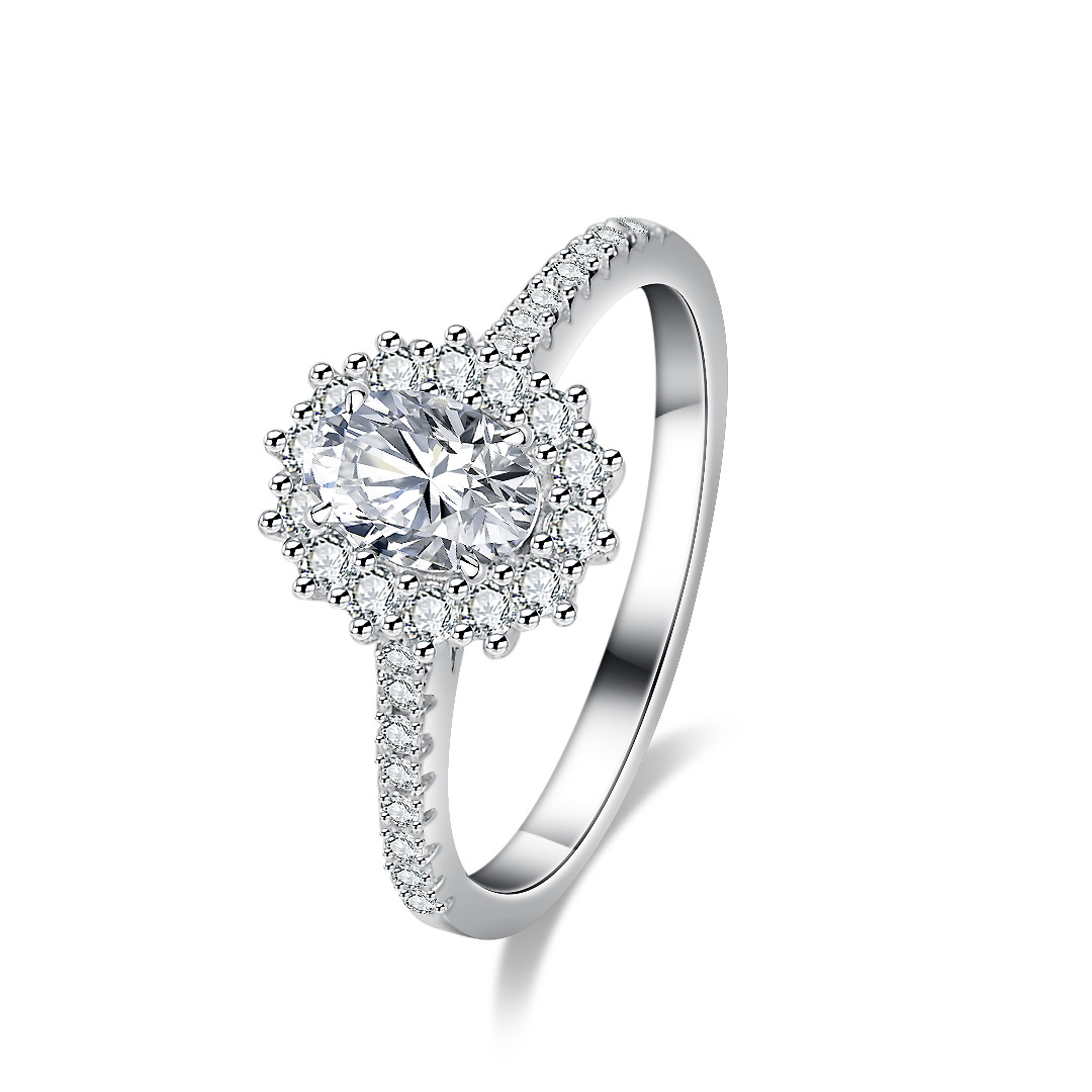 Moissanite Engagement Ring 1 Carat - Женское кольцо с пришельчатым муассанитом, комплект