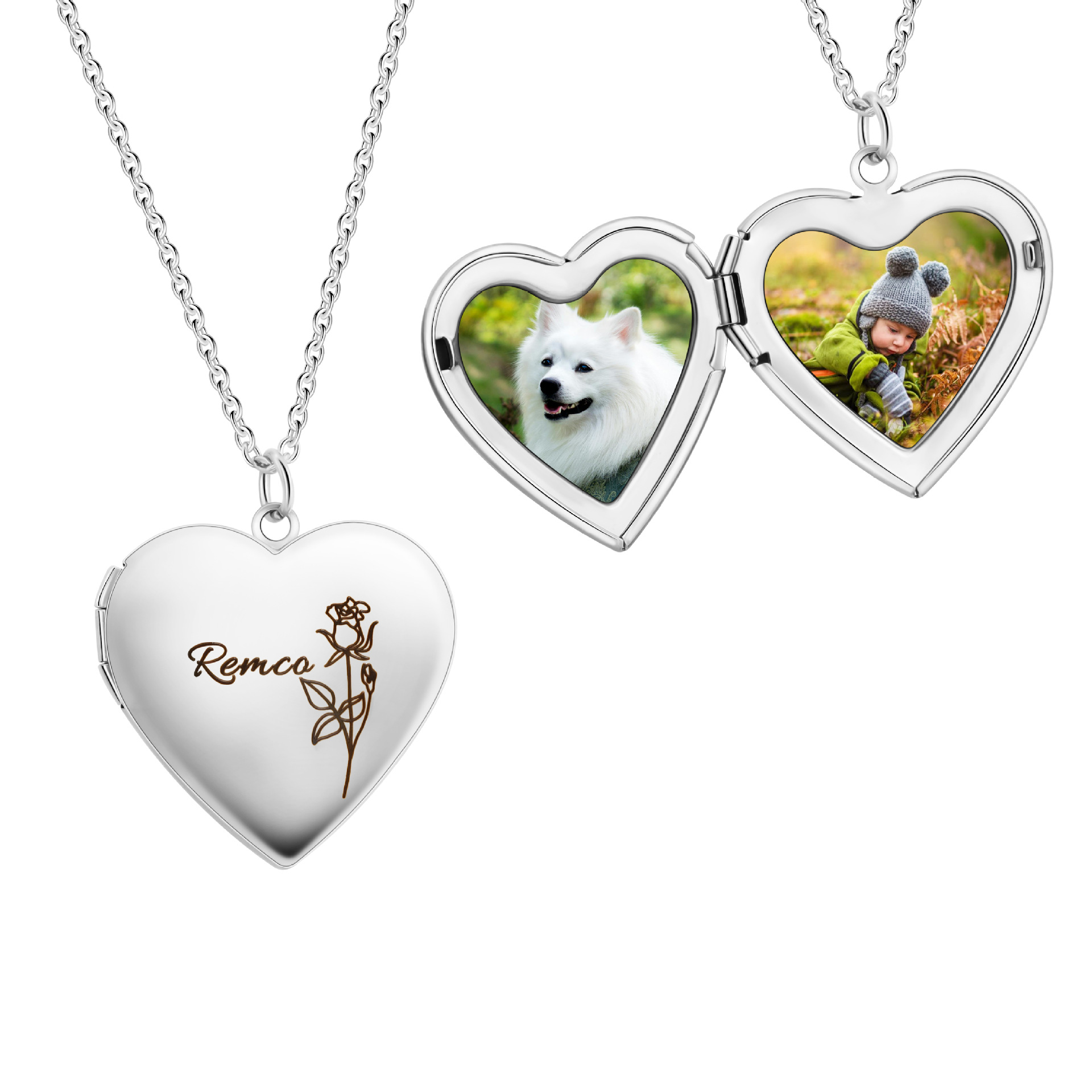 Heart Locket Necklace Photo - Серебряный цвет, ожерелье с подвеской в