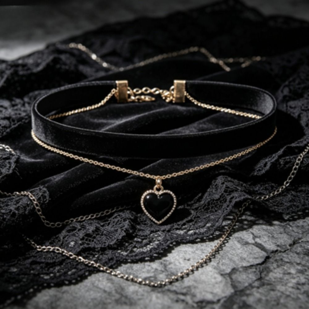 Многослойное черное колье-чоке – обзор и цена Layered Pendant Necklace Aesthetic
