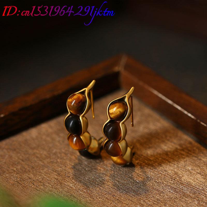 Серьги-гвоздики с тигровым гла – обзор и цена Earrings